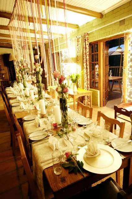 Wedding feast table set up in the garden